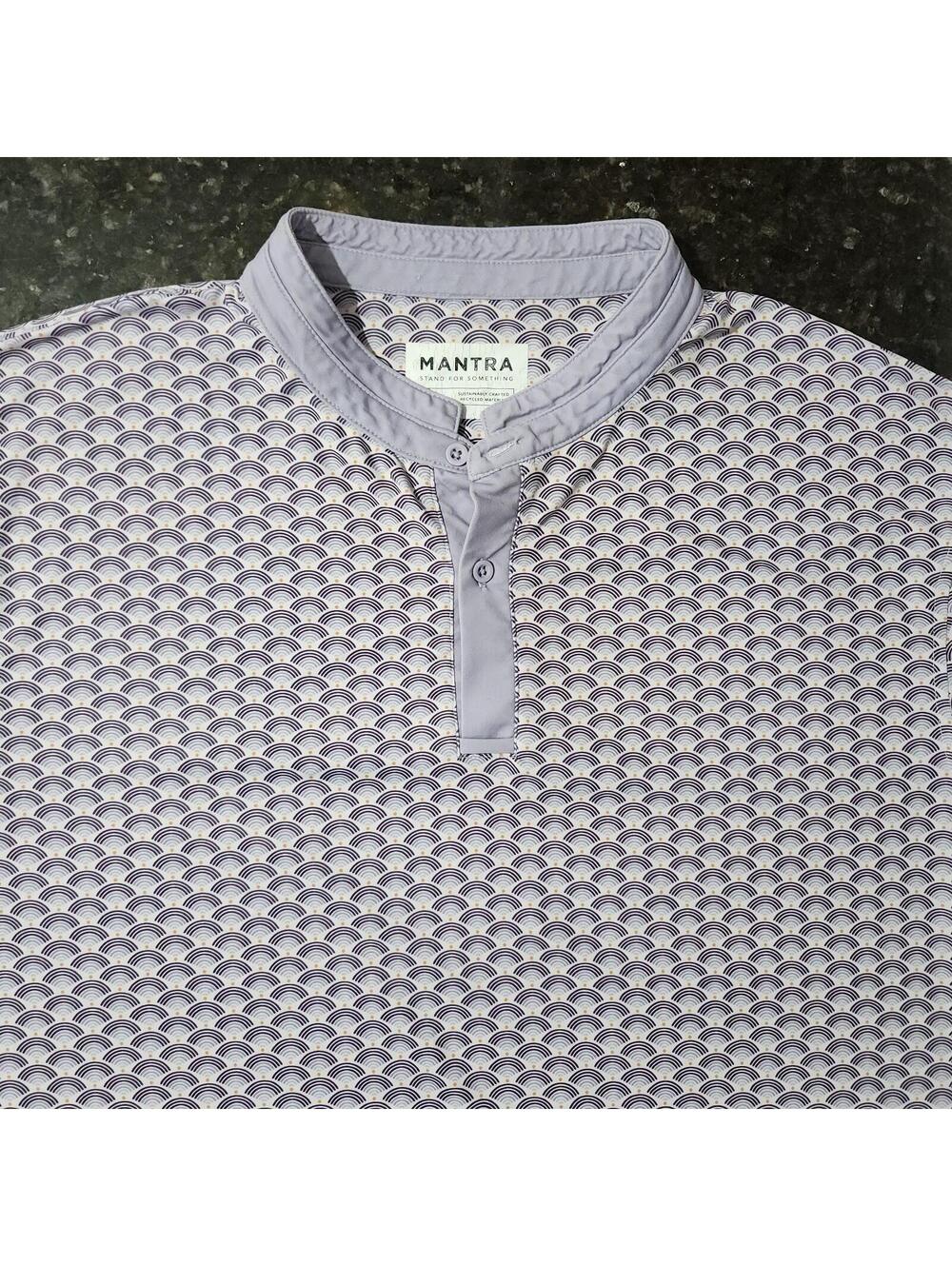 Mantra Performance Stretch Wave All Over Blade Collar Golf Polo Shirt Mens XL